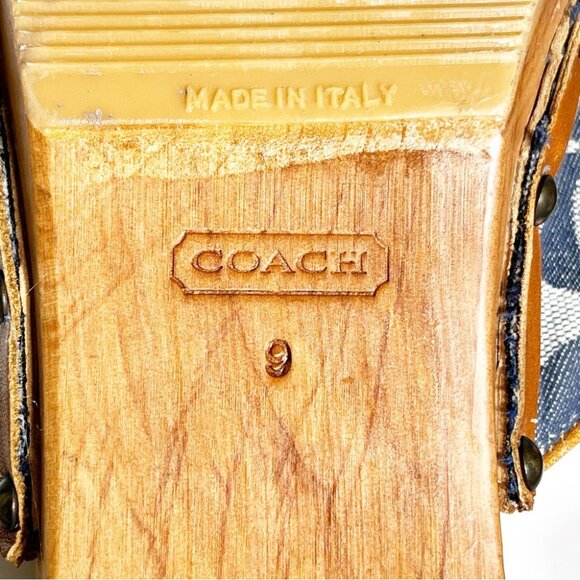 Vintage Coach Brenda Wooden Siganture Clog Blue Denim size 9 - Picture 8 of 9